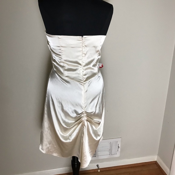 ASOS Champagne Strapless Satin Dress NWT - Picture 6 of 10